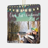 クリスマスパーソナライズされたオーナメントビーチサンセットパームツリー セラミックオーナメント (左)