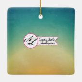 クリスマスパーソナライズされたオーナメントビーチサンセットパームツリー セラミックオーナメント (裏面)