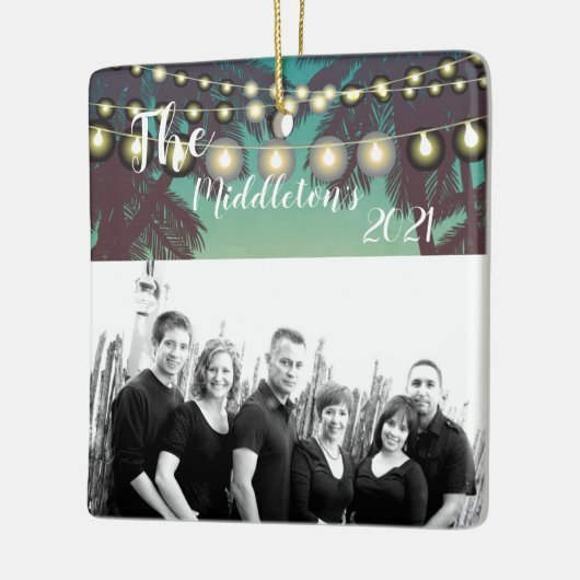 クリスマスパーソナライズされたオーナメントビーチサンセットパームツリー セラミックオーナメント (左)