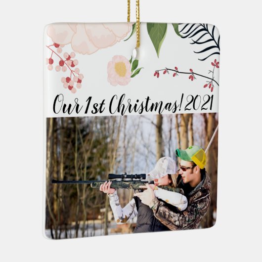 クリスマスパーソナライズされたオーナメントベビーピンクコスモスオンウィイ セラミックオーナメント (右)