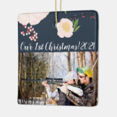 クリスマスパーソナライズされたオーナメントベビーピンクコスモスオンナビ セラミックオーナメント (左)