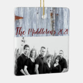 クリスマスパーソナライズされたオーナメントホワイトウォッシュウッドバーンド セラミックオーナメント (右)