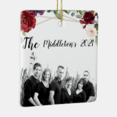 クリスマスパーソナライズされたオーナメントホワイトローズ金ゴールドジオメ セラミックオーナメント (右)