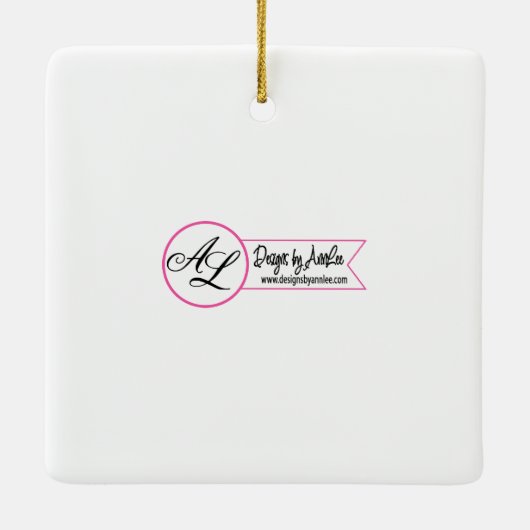 クリスマスパーソナライズされたオーナメントホワイトローズ金ゴールドジオメ セラミックオーナメント (裏面)