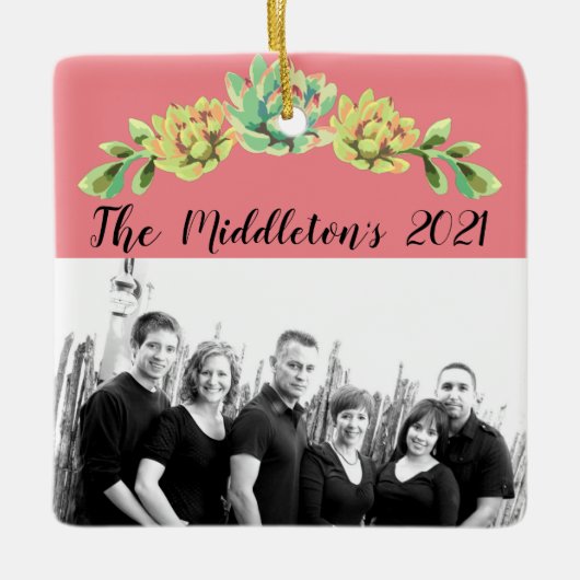 クリスマスパーソナライズされたオーナメントボヘミアンサボクスクレ セラミックオーナメント (正面)