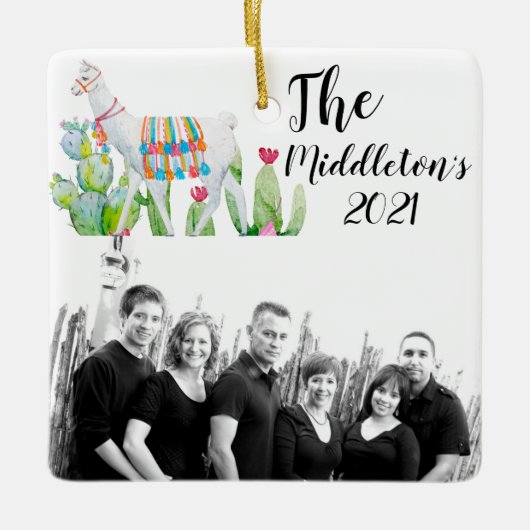 クリスマスパーソナライズされたオーナメントボホラマボヘミアンキャック セラミックオーナメント (正面)