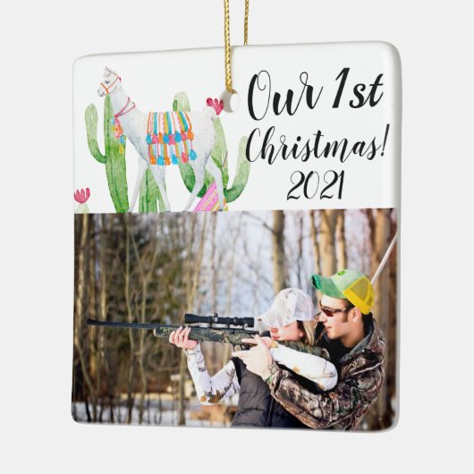 クリスマスパーソナライズされたオーナメントボホラマボヘミアンキャック セラミックオーナメント (左)