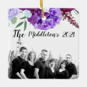 クリスマスパーソナライズされたオーナメントラベンダーハイビスカスオンWh セラミックオーナメント (正面)