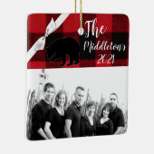 クリスマスパーソナライズされたオーナメントレッドバッファロープレイドベア セラミックオーナメント (右)