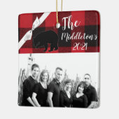 クリスマスパーソナライズされたオーナメントレッドバッファロープレイドベア セラミックオーナメント (左)