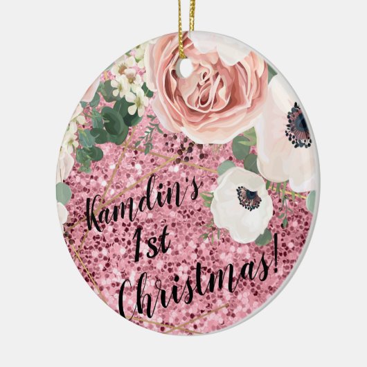クリスマスパーソナライズされたオーナメント幾何ガーデンバラ セラミックオーナメント (左)