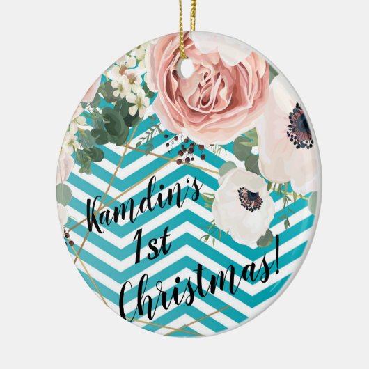 クリスマスパーソナライズされたオーナメント幾何学模様バラシボロン セラミックオーナメント (左)