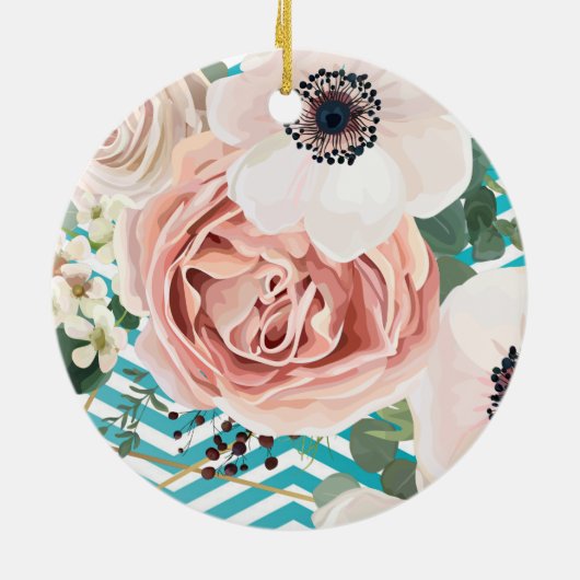 クリスマスパーソナライズされたオーナメント幾何学模様バラシボロン セラミックオーナメント (裏面)