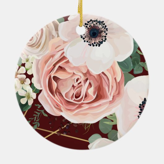 クリスマスパーソナライズされたオーナメント幾何学的ガーデンワイン セラミックオーナメント (裏面)