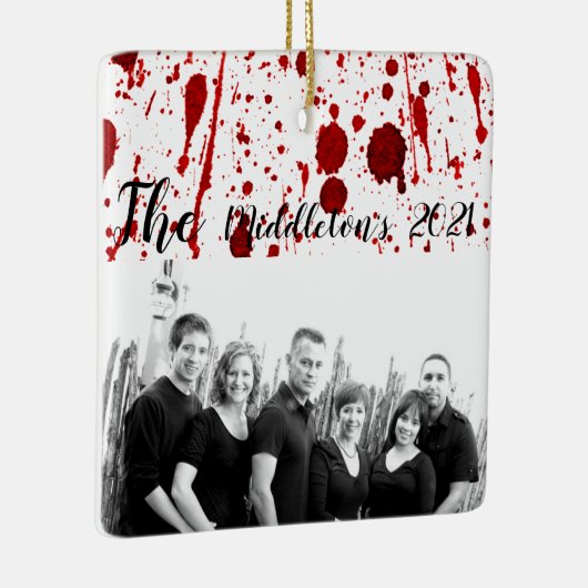 クリスマスパーソナライズされたオーナメント血（ばちゃばちゃ）跳ねるヴァンパイア セラミックオーナメント (右)