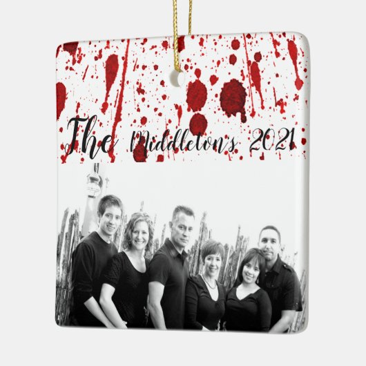 クリスマスパーソナライズされたオーナメント血（ばちゃばちゃ）跳ねるヴァンパイア セラミックオーナメント (左)