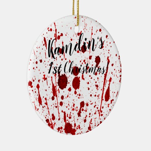 クリスマスパーソナライズされたオーナメント血(ばちゃばちゃ)跳ねるヴァンパイア セラミックオーナメント (右)