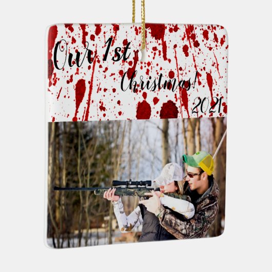 クリスマスパーソナライズされたオーナメント血(ばちゃばちゃ)跳ねるヴァンパイア セラミックオーナメント (右)