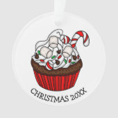 クリスマスパーソナライズされたカップケーキ オーナメント (正面)