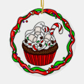 クリスマスパーソナライズされたカップケーキ セラミックオーナメント (正面)