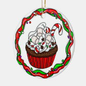 クリスマスパーソナライズされたカップケーキ セラミックオーナメント (左)