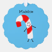 クリスマスパーソナライズされたキャンディーケーン オーナメントカード (正面)