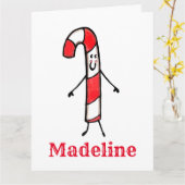 クリスマスパーソナライズされたキャンディーケーン カード (黄色い花)