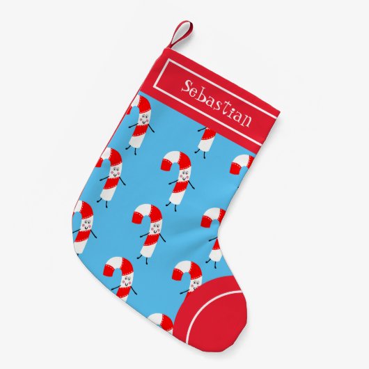 クリスマスパーソナライズされたキャンディーケーン スモールクリスマスストッキング (正面 (吊り時))