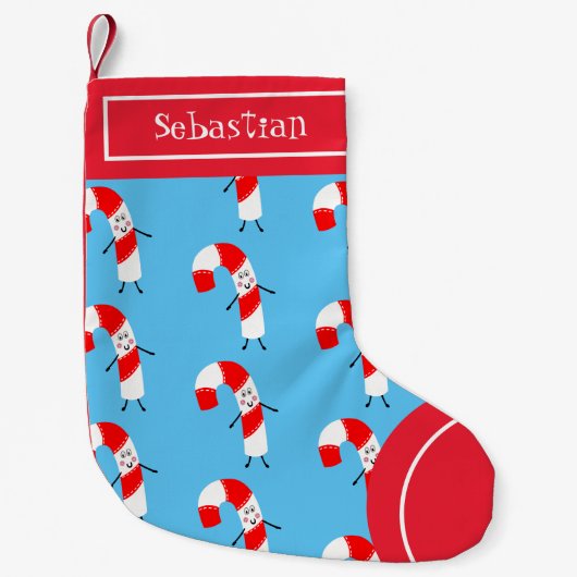 クリスマスパーソナライズされたキャンディーケーン スモールクリスマスストッキング (正面)