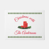 クリスマスパーソナライズされたキャンドルのキッチンマット ドアマット (正面)