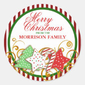 クリスマスパーソナライズされたクッキー ラウンドシール (正面)