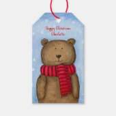クリスマスパーソナライズされたクマの子供 ギフトタグ (正面)