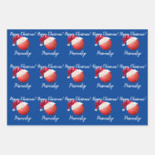 クリスマスパーソナライズされたクリケットボールサンタワ ップ ラッピングペーパーシート (正面3)