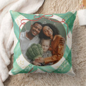 クリスマスパーソナライズされたグリーンのギンガム クッション (ブランケット)