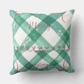 クリスマスパーソナライズされたグリーンのギンガム クッション (裏面)