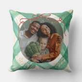 クリスマスパーソナライズされたグリーンのギンガム クッション (正面)