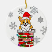 クリスマスパーソナライズされたコーギ セラミックオーナメント (正面)