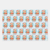 クリスマスパーソナライズされたコーギ ラッピングペーパーシート (正面)