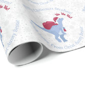 クリスマスパーソナライズされたサンタクロース恐竜 ラッピングペーパー (ロールコーナー)