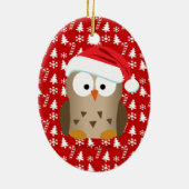 クリスマスパーソナライズされたサンタフクロウの子供/ベビー/最初 セラミックオーナメント (裏面)