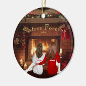 クリスマスパーソナライズされたシスターズベスティーズ セラミックオーナメント (左)