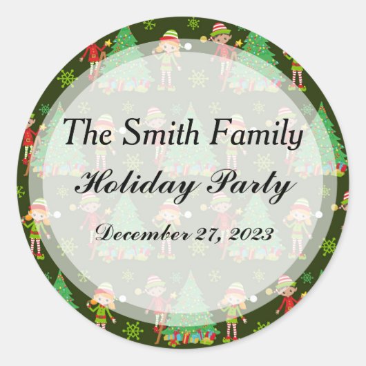 クリスマスパーソナライズされたシール ラウンドシール (正面)