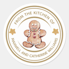 クリスマスパーソナライズされたジンジャーパンベーカリー ラウンドシール