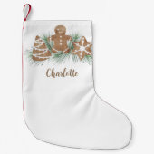 クリスマスパーソナライズされたジンジャーパン スモールクリスマスストッキング (正面)