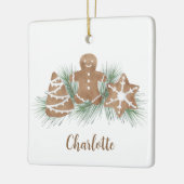 クリスマスパーソナライズされたジンジャーパン セラミックオーナメント (左)