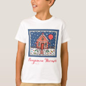 クリスマスパーソナライズされたジンジャーブレッドハウスTシャツ Tシャツ (正面)