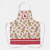 クリスマスパーソナライズされたジンジャーブレッドマン エプロン (正面)