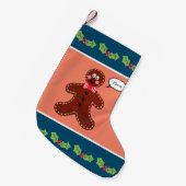 クリスマスパーソナライズされたジンジャーブレッドマン スモールクリスマスストッキング (正面 (吊り時))