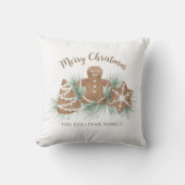 クリスマスパーソナライズされたジンジャーブレッドCookie クッション (正面)