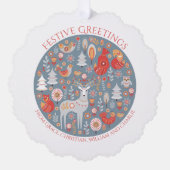 クリスマスパーソナライズされたスカンジナビア北欧の森 オーナメントカード (正面)